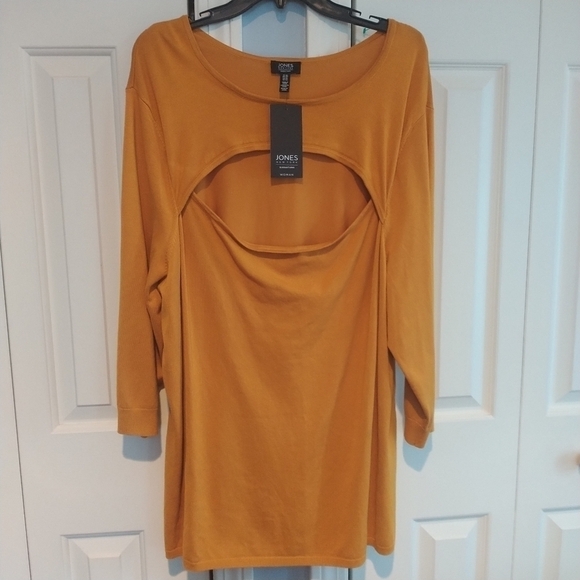 Jones New York Tops - Jones New York Mustard Bost Neck Hole Front Tunic Top 3X